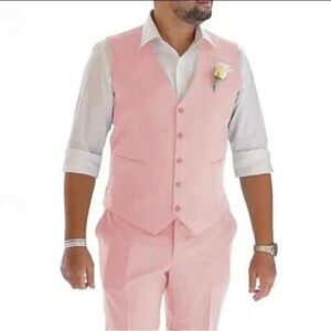 Men's Pink Suit Vest and Pants Set